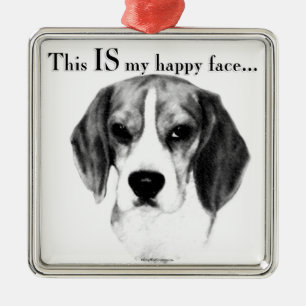 Ornement Métallique Beagle Joyeux Visage; Joyeux Beagle; Beagle grinch