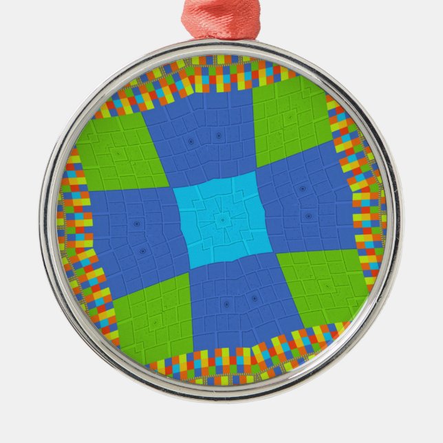 Ornement Métallique Belle Extraordinaire Vert Bleu Cyan Art Design d'i (Devant)