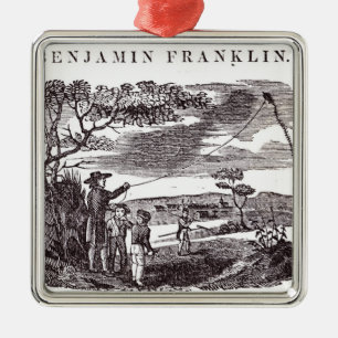 Ornement Métallique Benjamin Franklin entreprend son expérience de