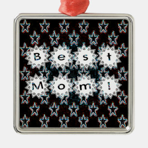 Ornement Métallique Best Mom Stars in Neon Ornament