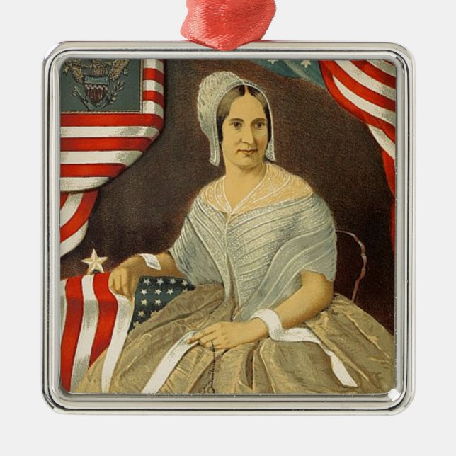 Ornement Métallique Betsy Ross Premier drapeau américain Portrait Vint (Devant)