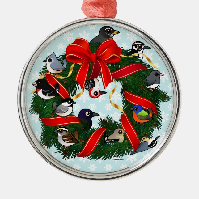 Ornement Métallique Birdorable NA Jardin Birds Christmas Wreath (Devant)