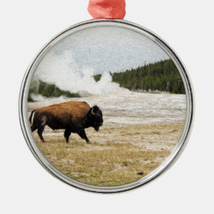 Ornement Métallique Bison et vieux fidèle