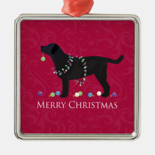Ornement Métallique Black Lab Joyeux Noël Design