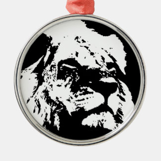 Ornement Métallique Black & white lion pop art