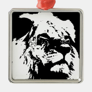 Ornement Métallique Black & white lion pop art