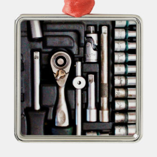 Ornement Métallique Boîte à outils Poche en argent Handyman d'impressi