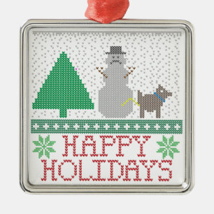 Ornement Métallique Bonnes fêtes Noël de pipi de bonhomme de neige de