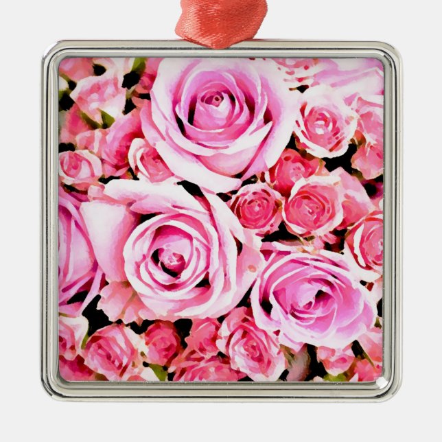 Ornement Métallique Bouquet rose (Devant)