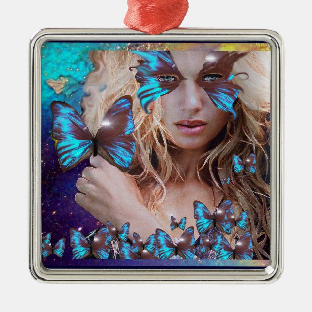 ORNEMENT MÉTALLIQUE BOUTEILLE BLEUE EN PARKLES OR VERT TURQUOISE (Devant)