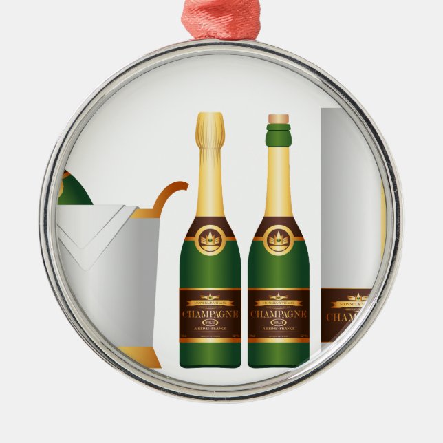 Ornement Métallique bouteilles de champagne (Devant)