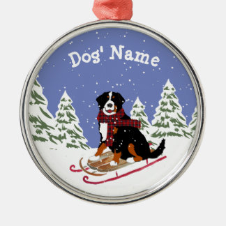 Ornement Métallique Cadeau de Noël Bernese Mt Chien de Noël personnali