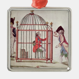 Ornement Métallique Caricature de Louis XVI dans une cage