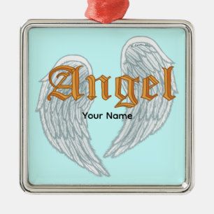 Ornement métallique carré Angel Wings