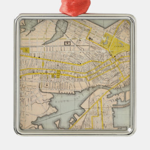 Ornement Métallique Carte de Boston