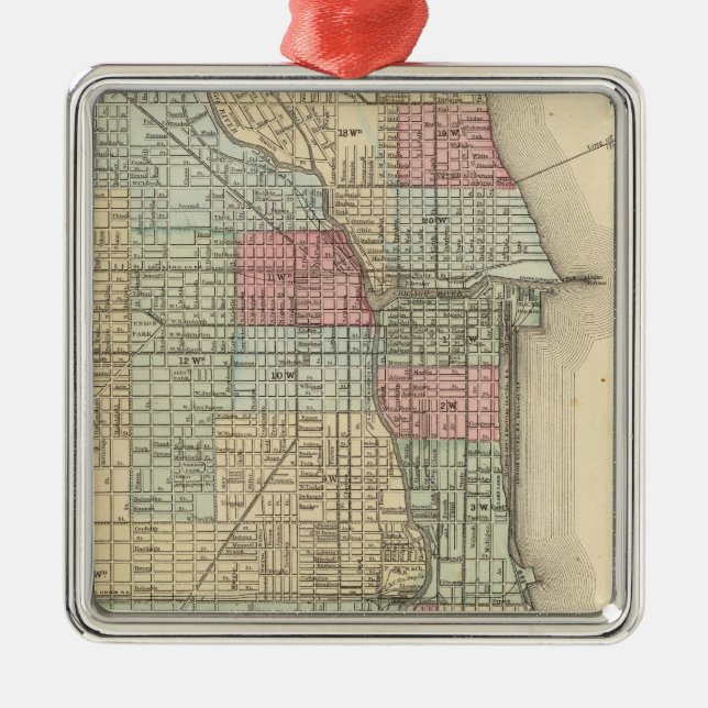 Ornement Métallique Carte de Chicago par Mitchell (Devant)