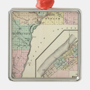 Ornement Métallique Carte de comté de Pepin et de village de Durand