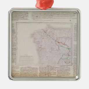 Ornement Métallique Carte de la Galicie avec l'itinéraire de l'armée