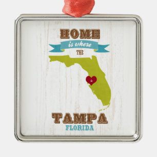 Ornement Métallique Carte de Tampa, la Floride - à la maison est où