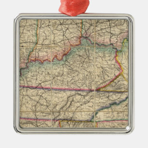 Ornement Métallique Carte des états sudiste de l'Amérique