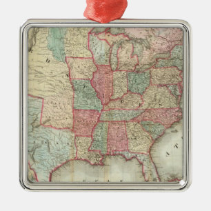 Ornement Métallique Carte des Etats-Unis d'Amérique