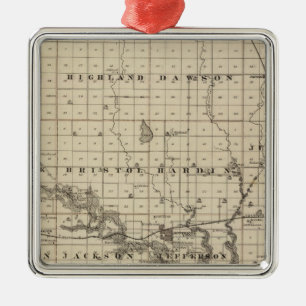 Ornement Métallique Carte du comté de Greene, état de l'Iowa