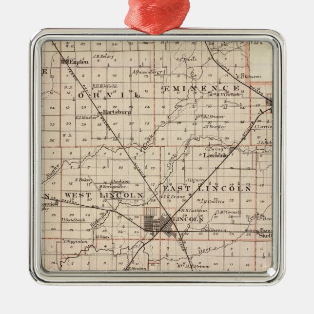 Ornement Métallique Carte du comté de Logan (Devant)