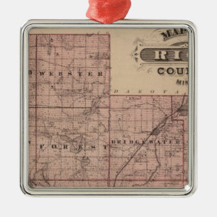 Ornement Métallique Carte du comté de Rice, Minnesota