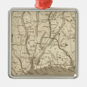 Ornement Métallique Carte du Connecticut par Arrowsmith