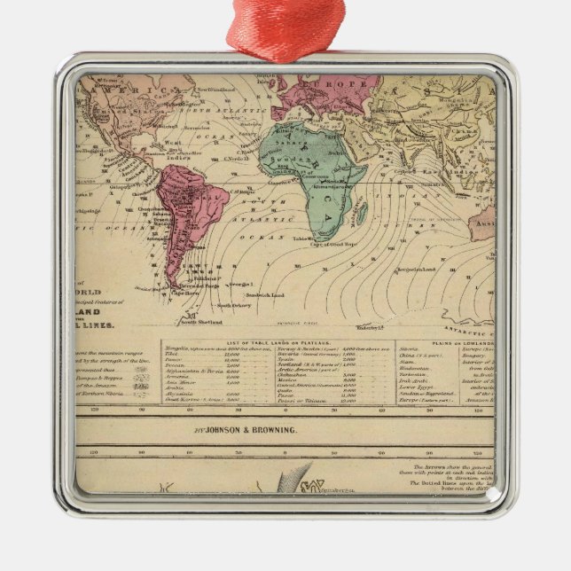 Ornement Métallique Carte du monde (Devant)