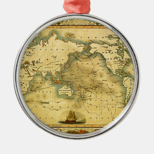 Ornement Métallique Carte du monde antique