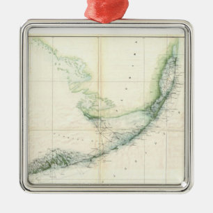 Ornement Métallique Carte vintage des clés de la Floride (1859)