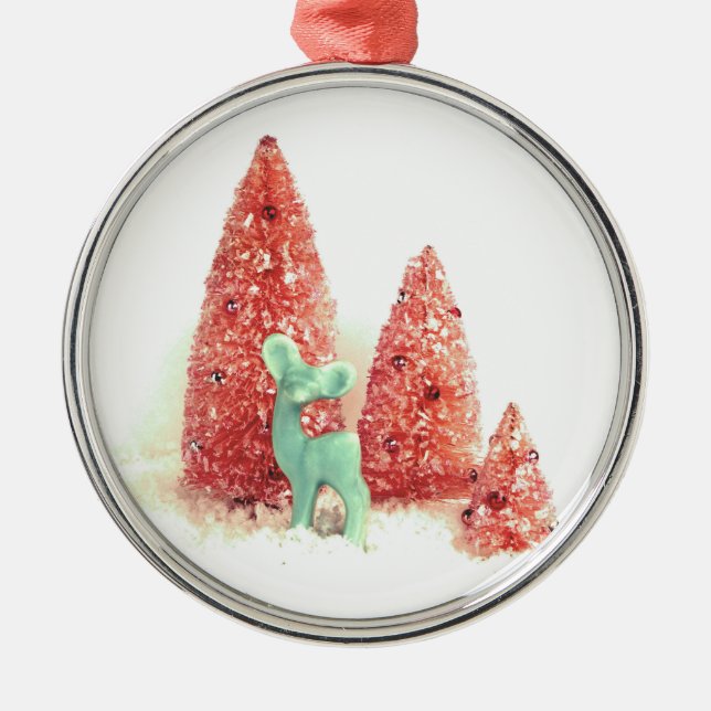 Ornement Métallique Cerf de Noël rétro (Devant)