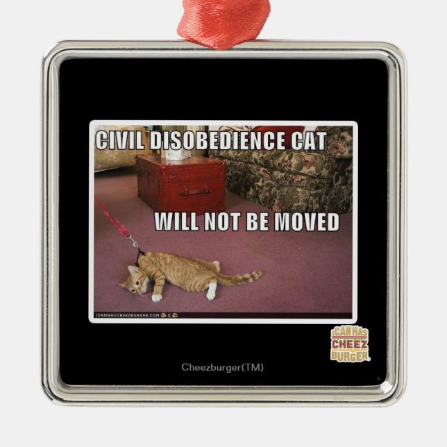 Ornement Métallique Chat de désobéissance civile (Devant)
