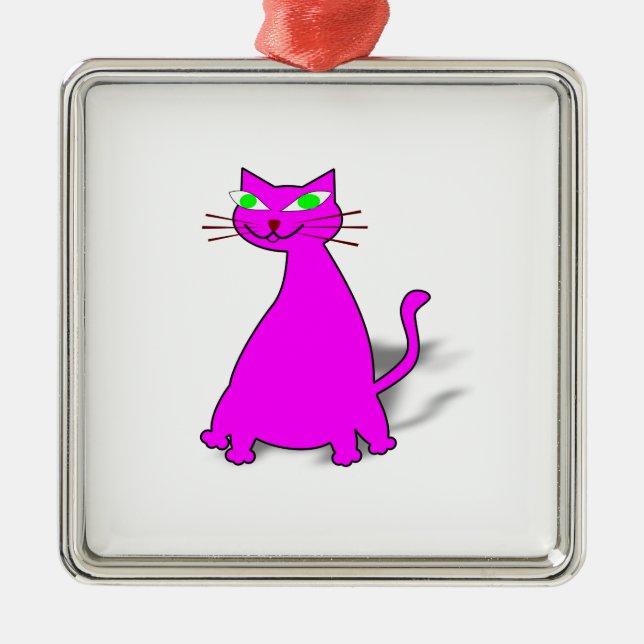 Ornement Métallique Chat gras rose (Devant)