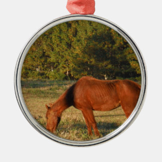 Ornement Métallique Cheval Brown aux pins