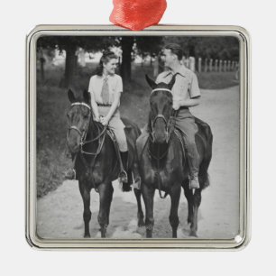 Ornement Métallique Chevaux d'équitation de couples