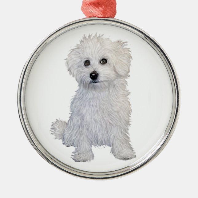 Ornement Métallique Chiot de Bologne (Devant)