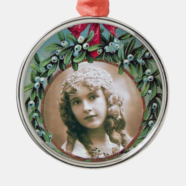 ORNEMENT MÉTALLIQUE CHRISTMAS COURONNE AVEC MISTLETOS MODÈLE PHOTO (Devant)