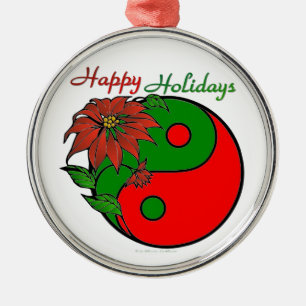 Ornement Métallique Christmas Yin Yang Poinsettia