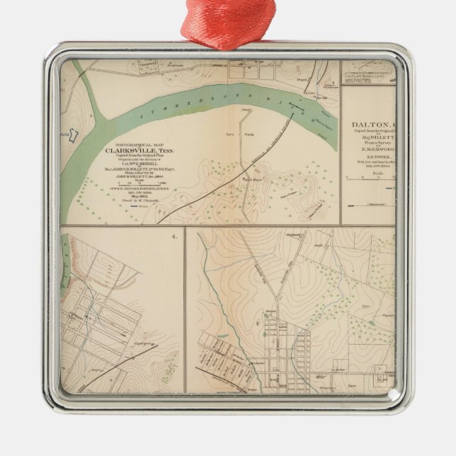 Ornement Métallique Clarksville, Tenn, Dalton, GA (Devant)