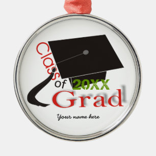 Ornement Métallique Classe de 2020 rouge Grad Grad Graduation cap