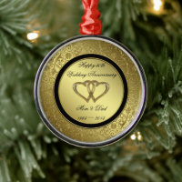 Classic Golden Mariage Anniversaire Round Ornament