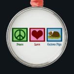Ornement Métallique Cochon de Guinée mignon<br><div class="desc">Peace Love Guinée Pigs. Un joli signe de paix,  un coeur,  et un mignon cobaye animal de compagnie.</div>