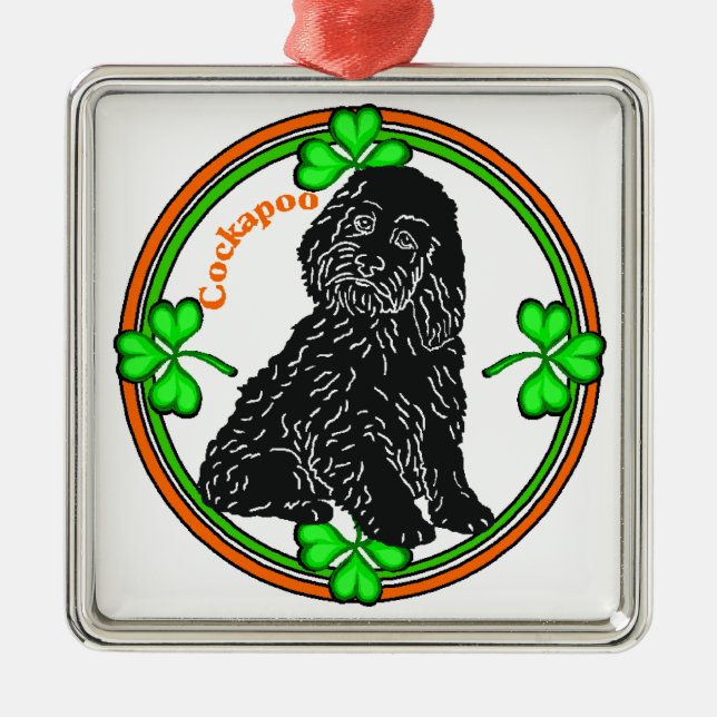 Ornement Métallique Cockapoo St Patrick's Day (Devant)