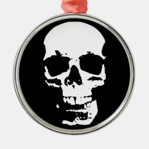 Ornement Métallique Cool élégant de bruit de crâne noir et blanc d'art
