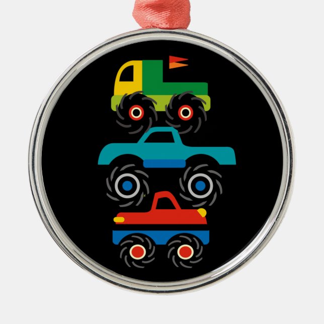 Ornement Métallique Cool Monster Trucks Blue Red Green Cadeaux pour ga (Devant)