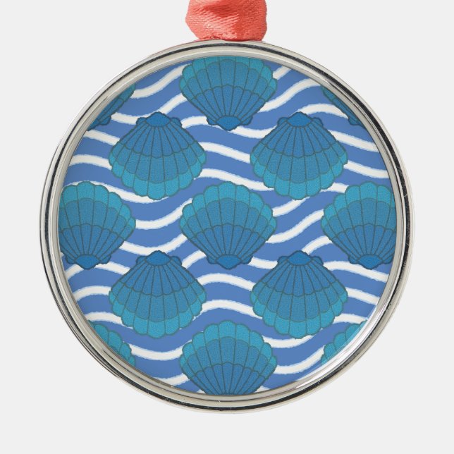 Ornement Métallique Coquillage vintage Et Motif Vagues (Devant)