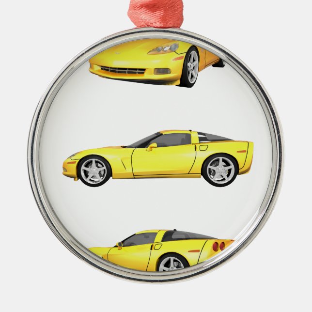 Ornement Métallique Corvette jaune : (Devant)