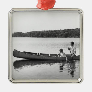 Ornement Métallique Couples dans un canoë